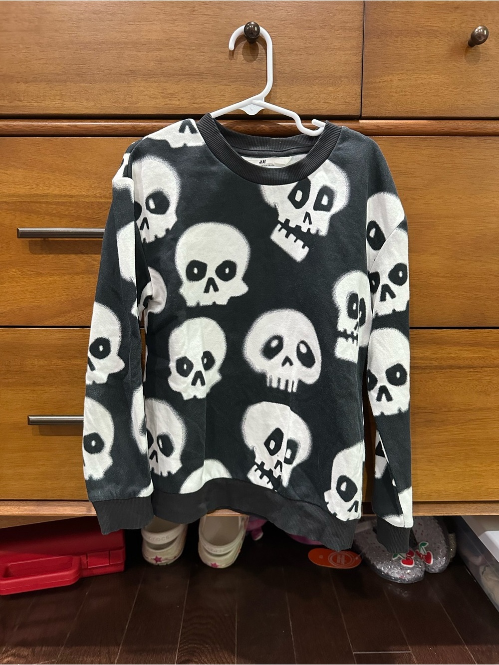 H&M Kids Black Pullover with White Skull Print